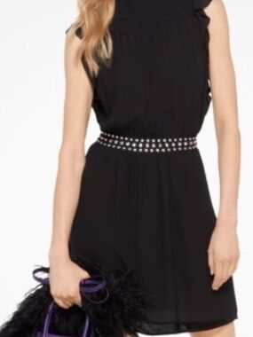 Michael Kors Black Sleeveless Dress with Studded Waist. Size XXS. Fits Larger.